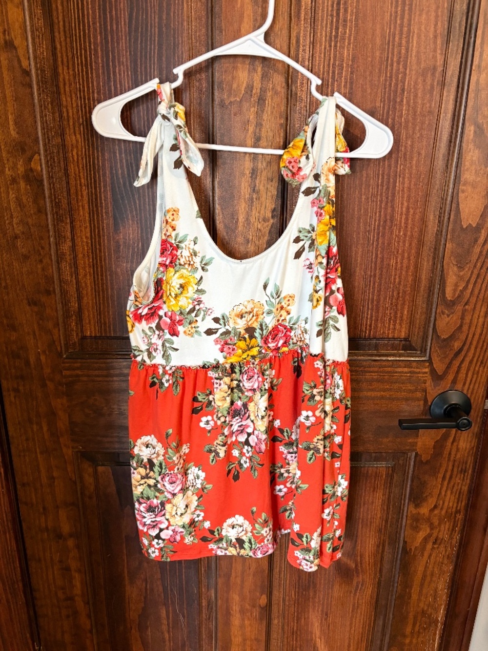 BiBi orange and white with floral tank top, size XL, New without tags (NWOT)